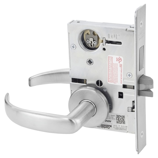 Store Door Mortise Lock, PS Lever, A Rose, Satin Chrome